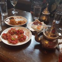 Starter, moschetta -- Eritrean bruschetta on a crispy injera! at Mosob in West London