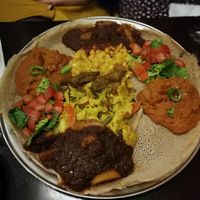 Spicy vegan platter at Mosob in West London