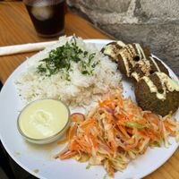 Falafel and ricee  at El Rincón De Sole in Gueejar Sierra