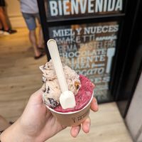 Praline and stracciatella options at Gelateria La Romana in Valencia