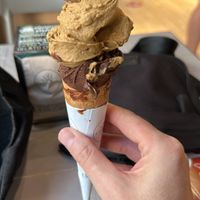 Black coffee and cioccolato fondente   at Gelateria La Romana in Valencia
