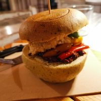 Panino Boccadoro with chickpea hummus replacing the cacciocavallo chease at Drogheria Pugliese in Ostuni