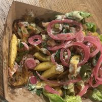 Loaded fries 'Kapsalon' 14€  at Brasserie LouLou in Cadzand