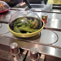 Edamame beans at LHR - YO! Sushi - T3 in West London