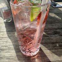 Pretty pink mocktail  at Strandclub Zee in Ouddorp