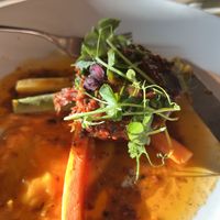 Plant based tournedos, groente, vegan Zee friet, vegan sambal jus   at Strandclub Zee in Ouddorp