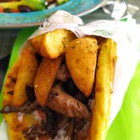 Mushroom souvlaki at Veganissimo in Santorini