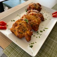 Tomato Fritters at Veganissimo in Santorini