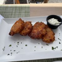 Tomato fritters  at Veganissimo in Santorini