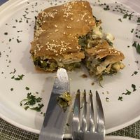 Spinach cake  at Veganissimo in Santorini