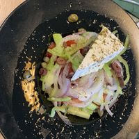 Greek salad  at Veganissimo in Santorini