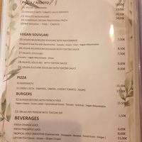 Menu June 2023 at Veganissimo in Santorini