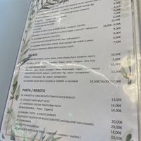 Menu… Meat, fish, cheese… 😢😏  at Veganissimo in Santorini