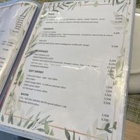Menu… Meat, fish… 😢😏  at Veganissimo in Santorini