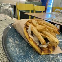 Zucchini Vegan Gyros - folded option   at Veganissimo in Santorini