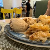 Vegan Baklava with Ice Cream  at Veganissimo in Santorini