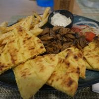 Mushroom slouvaki  at Veganissimo in Santorini