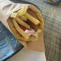 Beyond chicken souvlaki   at Veganissimo in Santorini