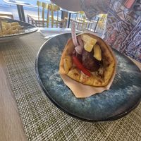 Beyond burger souvlaki   at Veganissimo in Santorini