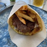 Beyond meat souvlaki  at Veganissimo in Santorini