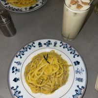 Pumpkin pasta and banana shake   at Thong Dong Vegan Kitchen & Cafe in Lao Cai
