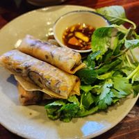 Fried spring rolls at Thong Dong Vegan Kitchen & Cafe in Lao Cai