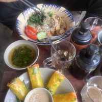 Colorful rice, fresh spring rolls  at Thong Dong Vegan Kitchen & Cafe in Lao Cai