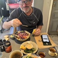 Free tea, Salad, in house made dressings, fresh salad rolls    at Thong Dong Vegan Kitchen & Cafe in Lao Cai