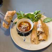 fried spring rolls at Thong Dong Vegan Kitchen & Cafe in Lao Cai