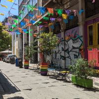 Street View From Restaurant at The Frogs Guesthouse in Athens