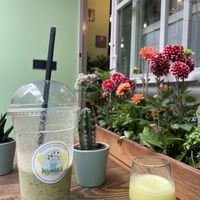 Smoothie and ginger shooter   at Thymos Healthy Drinks Bar in Istanbul