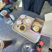Coffee and sweets from the bakery, grab and go from the refrigerators, and Moroccan cous cous from the deli station  at Wild Oats Bakery and Cafe in Brunswick
