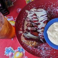 French toas, grits, and sweet tea at Flying Biscuit Cafe in Atlanta