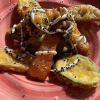 Tempura vegetables   at La Vida Bonita Beach Club in Santa Pola