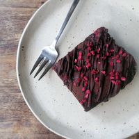 Raspberry brownie at Lovely Rita's Bakehouse in Sheffield