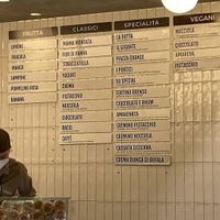 Frutta and vegan are the vegan options at Cremeria Cavour in Bologna