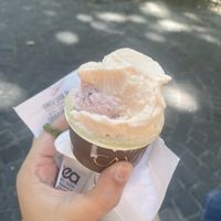 Melon, pistachio and amarena  at Cremeria Cavour in Bologna