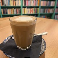 Oatmilk latte at The Book Nook in Stirling