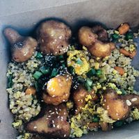 Orange "chikn" at Native Foods in Encinitas