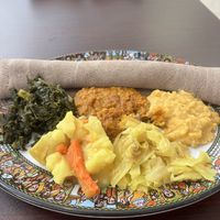 Vegan veggie platter   at Ethio Beans Ethiopian Restaurant and Cafe in Carol Stream