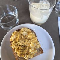 One of the best vegan egg sandwiches I’ve ever had (¥650) + cold soy milk (¥600)  at COYOTE in Kyoto