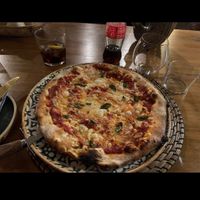 Vegan margarita pizza with basil   at Pizza West in Whitby