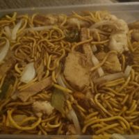 Tiger prawn chow mein at Wawin Vegan Chinese in Sheffield