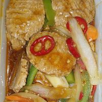 Garlic stir fried "beef" at Wawin Vegan Chinese in Sheffield