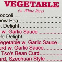 regular vegetable choices at China Moon in Scranton