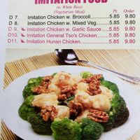 mock meat selections at China Moon in Scranton