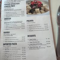 Two pages of vegan food  at Dolce Italia in Colombo