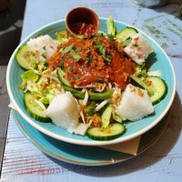 Veganized gado gado salad. Egg and krupuk was left out but could be exchanged for baked tempeh and cassave chips respectively if you want. at Meisje Koffiegeschenk in Enschede