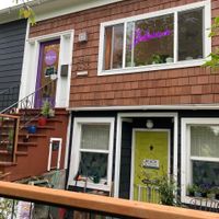 Exterior- steps to upstairs entrance  at Shikorina Bakeshop & Cafe in Seattle