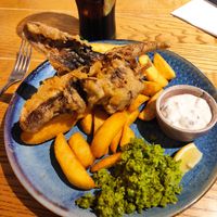 Banana blossom fish and chips at Havener's in Fowey